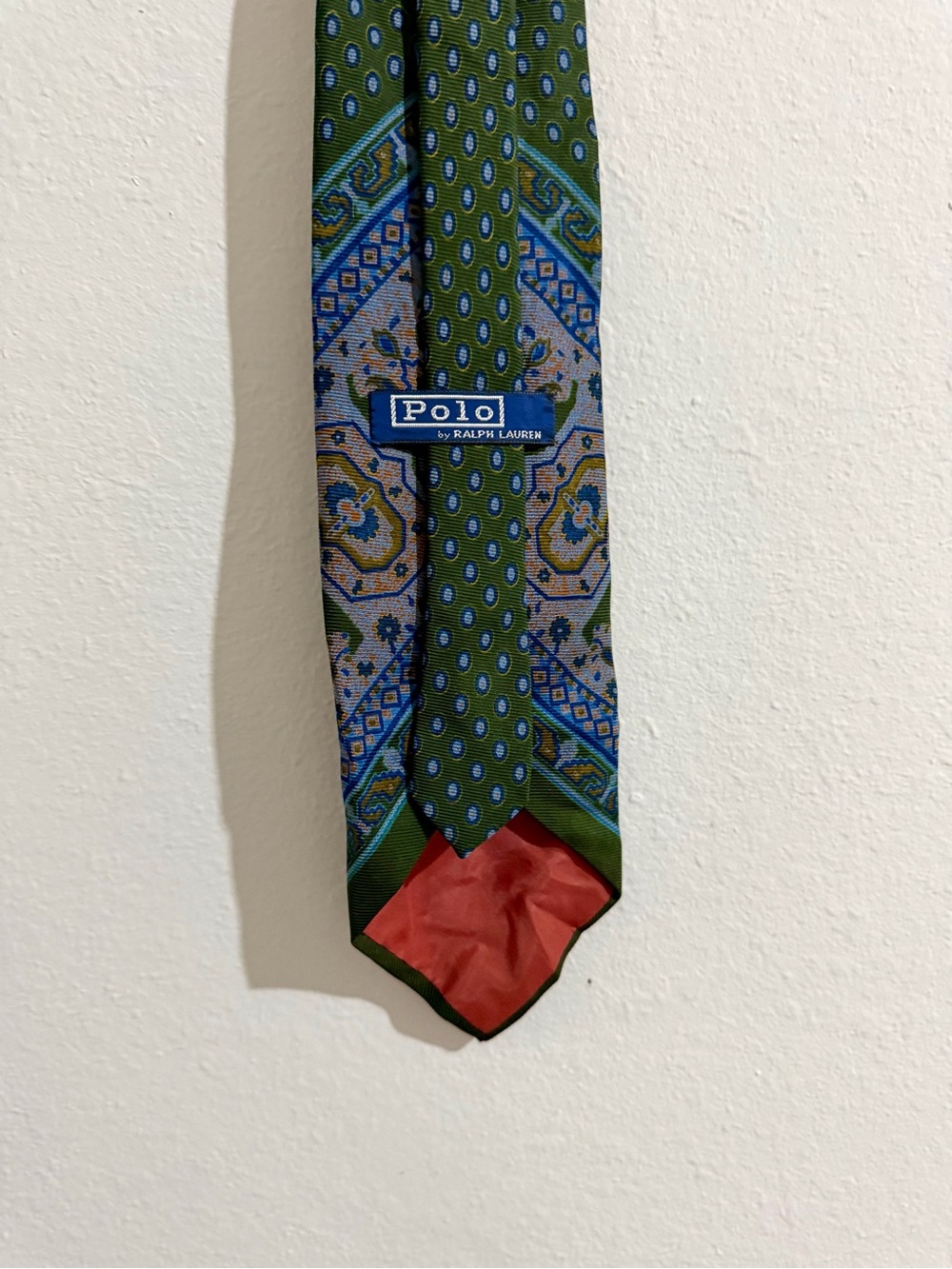 Vintage Polo Ralph Lauren Green & Blue Patterned Silk Tie